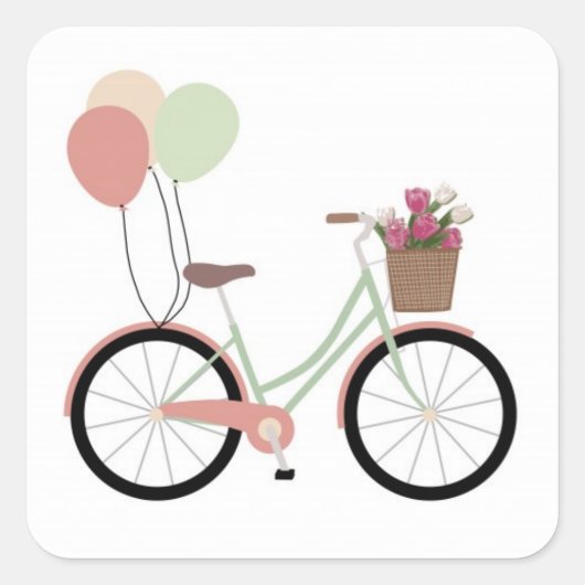 *BICYCLE WITH BALLOONS* STICKER スクエアシール (正面)