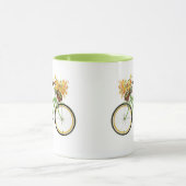 Bicycle With Bird and Flower Basket Green Yellow マグカップ (中央)