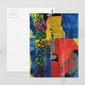 Bicycles and Trucks mixed media collage ポストカード (正面/裏面)