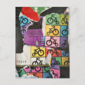 Bicycles colorful mixed media collage ポストカード (正面)