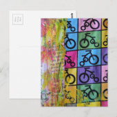 Bicycles colorful mixed media collage ポストカード (正面/裏面)