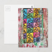 Bicycles colorful mixed media collage ポストカード (正面/裏面)