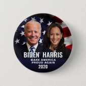 Biden Harris 2020 Patriotic Flag Photo Button 缶バッジ (正面)