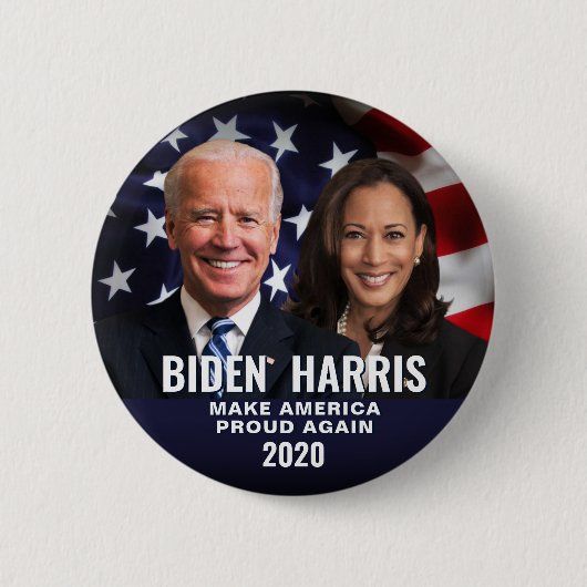 Biden Harris 2020 Patriotic Flag Photo Button 缶バッジ (正面)