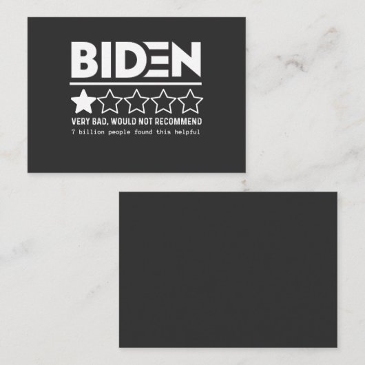 Biden Very Bad Would Not Recommend T-Shirt 名刺 (正面/裏面)