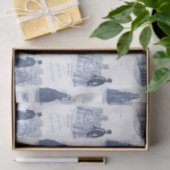 Biedermeier青いToileのエレガントなヴィンテージのファッション 薄葉紙 (ギフト)