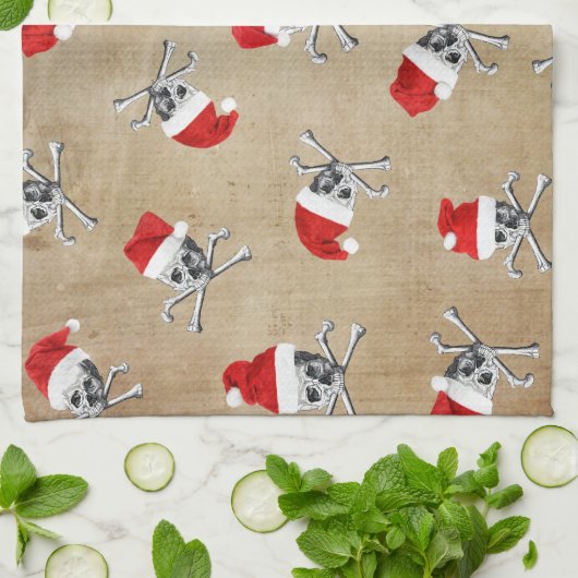 Biegeのクリスマスの休日の海賊スカル キッチンタオル (折り畳み)