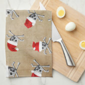 Biegeのクリスマスの休日の海賊スカル キッチンタオル (四つ折り)