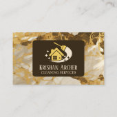 Biege金ゴールドブラウン大理石メイドクリーニングサービス 名刺 (裏面)