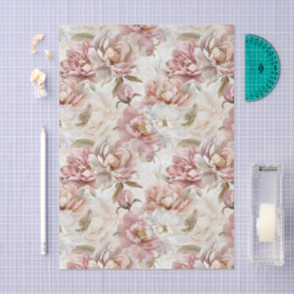 Biege and pink floral shabby chic 薄葉紙