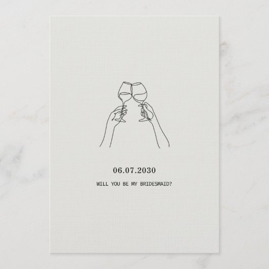 Biege Minimal Be My Bridesmaid Invitation 招待状 (正面)