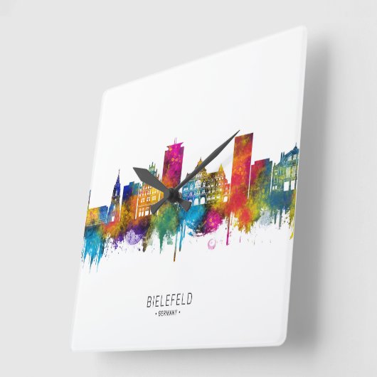 Bielefeld Germany Skyline スクエア壁時計 (傾斜)