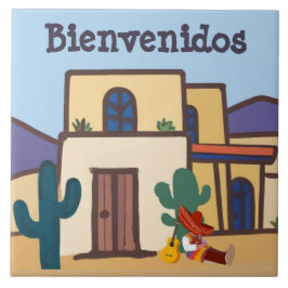  Bienvenidos Mexican Desert Adobe Home Welcome タイル