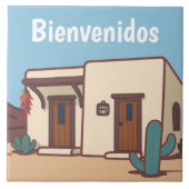 Bienvenidos Mexican Desert Adobe House Welcome タイル (正面)