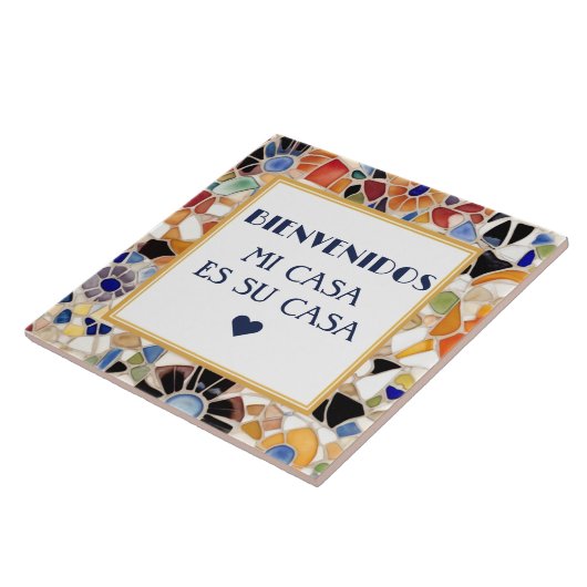 Bienvenidos Mi Casa Es Su Casa Gaudish faux Mosaic タイル (側面)