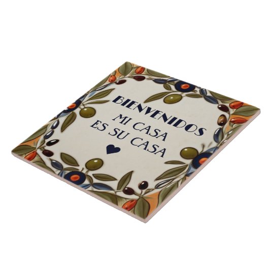 Bienvenidos Mi Casa Es Su Casa Green Olive Welcome タイル (側面)