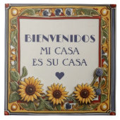 Bienvenidos Mi Casa Es Su Casa Sunflower Sign タイル (正面)