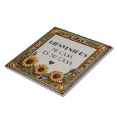 Bienvenidos Mi Casa Es Su Casa Sunflower Sign タイル (側面)