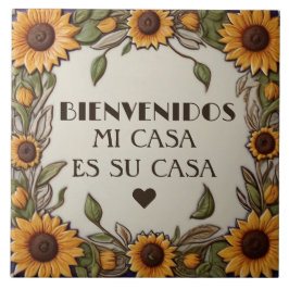 Bienvenidos Mi Casa Es Su Casa Sunflower Welcome タイル