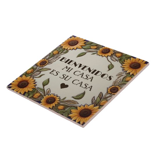 Bienvenidos Mi Casa Es Su Casa Sunflower Welcome タイル (側面)