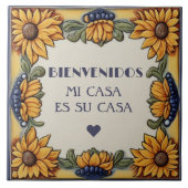 Bienvenidos Mi Casa Es Su Casa Sunflowers Plaque タイル (正面)