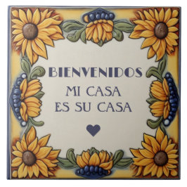 Bienvenidos Mi Casa Es Su Casa Sunflowers Plaque タイル