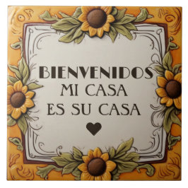 Bienvenidos Mi Casa Es Su Casa Yellow Sunflower タイル