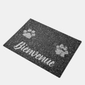 Bienvenueアスファルトルックウィズポープリント ドアマット (アングル)