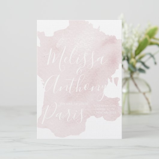 Bienvenueフランスの水の色の目的地の結婚式 招待状 (スタンド正面)