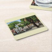 Bienville Sq.、モバイル、ALヴィンテージ スクエアペーパーコースター (アングル)