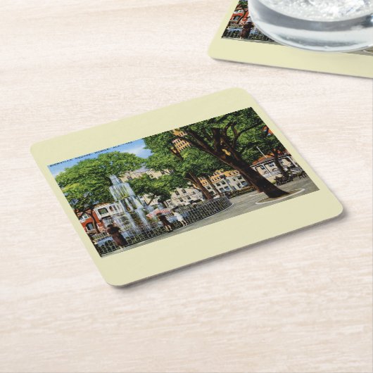 Bienville Sq.、モバイル、ALヴィンテージ スクエアペーパーコースター (アングル)