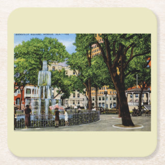 Bienville Sq.、モバイル、ALヴィンテージ スクエアペーパーコースター