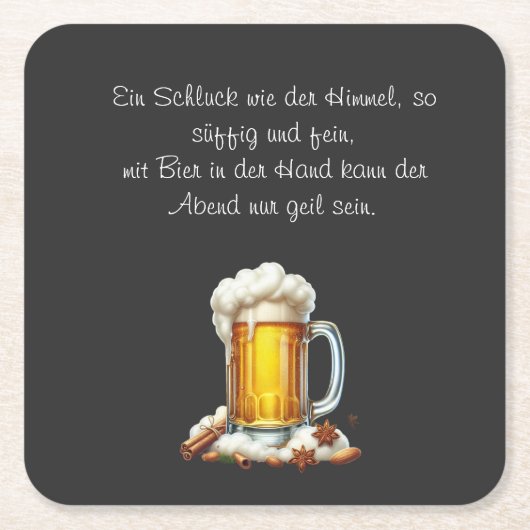 Bier so suffig  スクエアペーパーコースター (正面)