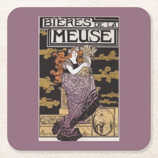 Bieres deのlaのムーズの昇進ポスター スクエアペーパーコースター (正面)