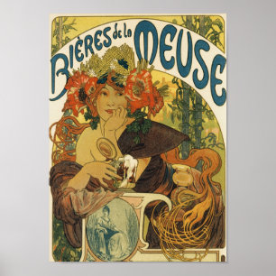Bieres de La Meuse by Alfons Mucha - ポスター