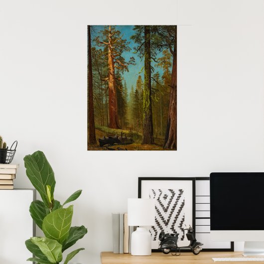 Bierstadt Giant Sequoia Forest Painting ポスター (ホームオフィス)