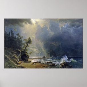 Bierstadt Puget Sound Pacific Coast Painting ポスター