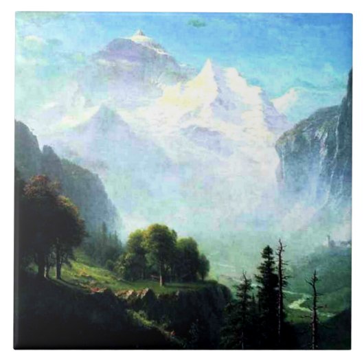 Bierstadt - Staubbach Falls near Lauterbrunnen タイル (正面)