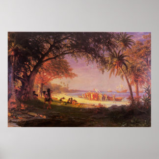 Biestadt Albert, The Landing of Columbus.Landscape ポスター