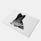 Biewer Terrierの肖像画、古典的なT-Shを言う面白い ドアマット (アングル)