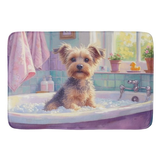 Biewer Terrier Bath Time Adorable Bathroom Decor バスマット (正面)