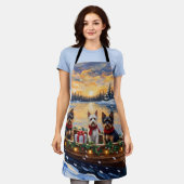 Biewer Terrier Christmas Boat Holiday エプロン (着用した状態)