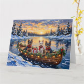 Biewer Terrier Christmas Boat Holiday カード (黄色い花)