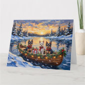 Biewer Terrier Christmas Boat Holiday カード (正面)