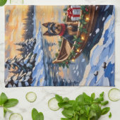 Biewer Terrier Christmas Boat Holiday キッチンタオル (折り畳み)