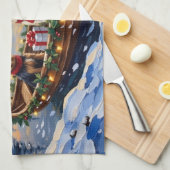Biewer Terrier Christmas Boat Holiday キッチンタオル (四つ折り)