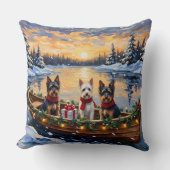 Biewer Terrier Christmas Boat Holiday クッション (正面)