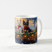 Biewer Terrier Christmas Boat Holiday コーヒーマグカップ (正面右)