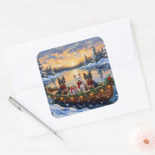 Biewer Terrier Christmas Boat Holiday スクエアシール (封筒)