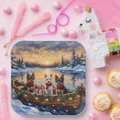 Biewer Terrier Christmas Boat Holiday ペーパープレート (パーティー)